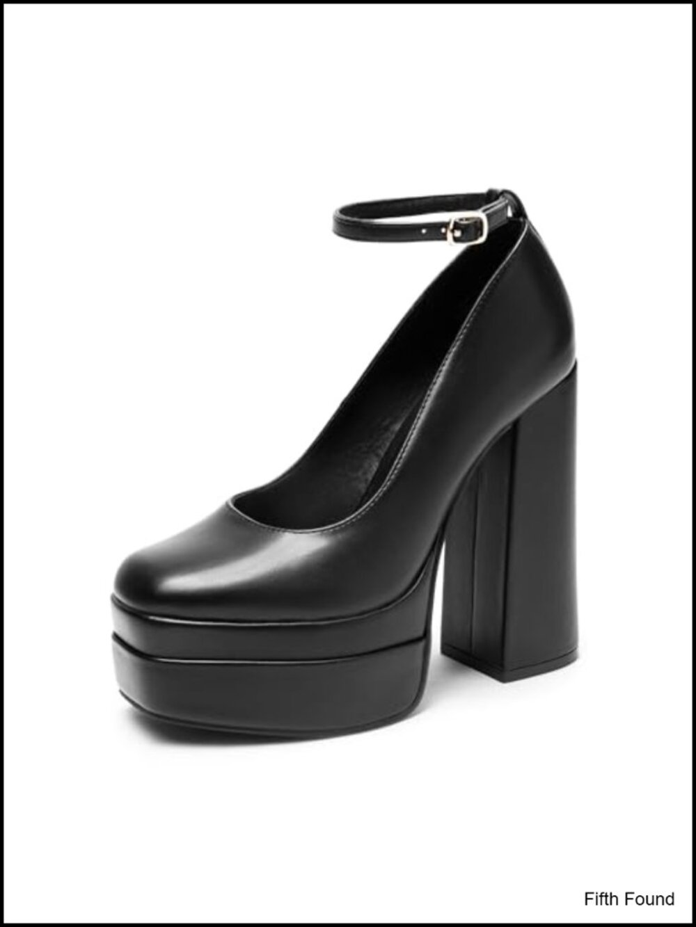 Mary Jane Platform Heel Pumps with Chunky Heel and Buckle - Women's Square Toe